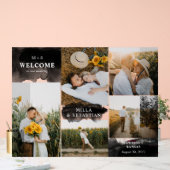 Black Clean Modern Initials & 5 Fotos Willkommen Acrylschild (Hochzeit)