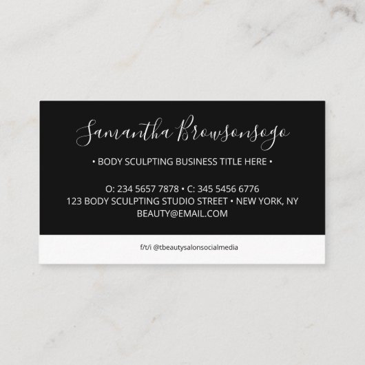 black Clean Simple Design with rectangle frame Visitenkarte (Rückseite)