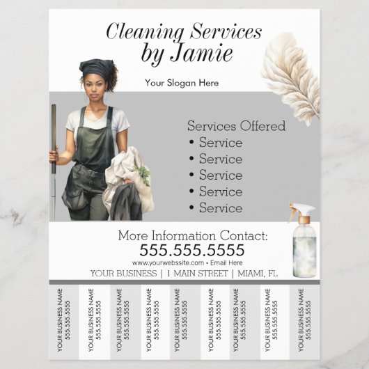 Black Cleaning Service Business Tee Off Flyer (Vorne)
