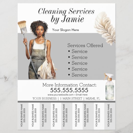 Black Cleaning Service Business Tee Off Flyer (Vorne)