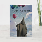 Black Cloak Balloons & Clouds Gothday Karte (Vorderseite)