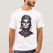 Black Cloakon Skeleton Halloween AI Art T-Shirt (Vorderseite)