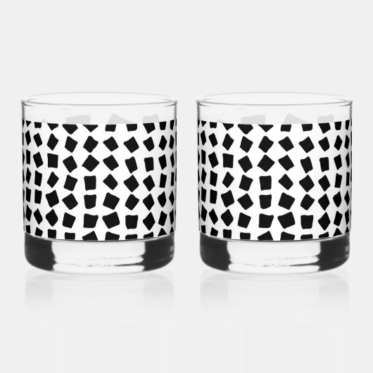 Black Cobblestone Style Print Whiskyglas (Rückseite)