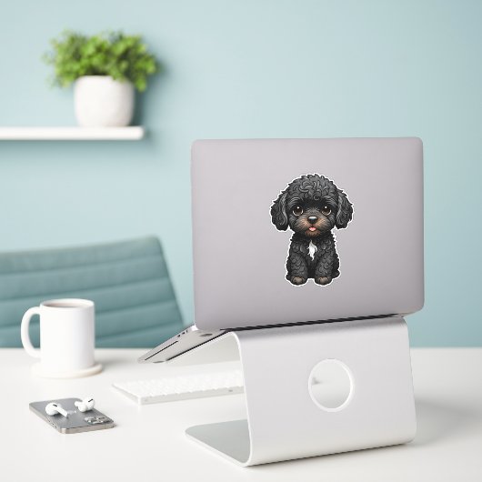 Black Cockapoo Aufkleber (Laptop auf Schreibtisch)