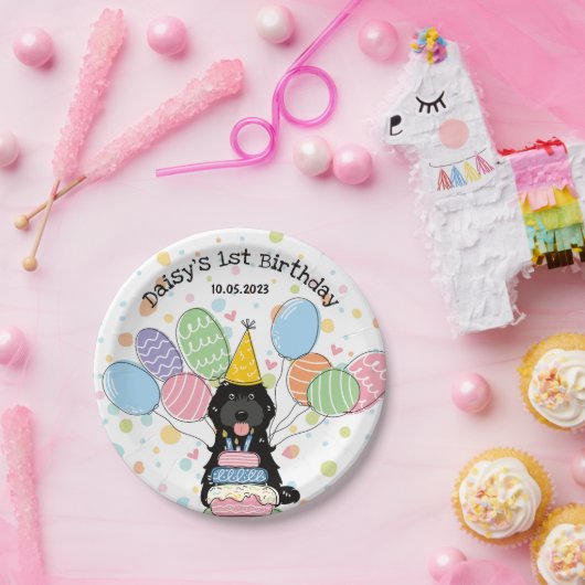 Black Cockapoo Cavapoo Dog Birthday Pappteller (Party)