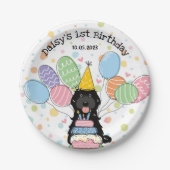 Black Cockapoo Cavapoo Dog Birthday Pappteller (Vorderseite)