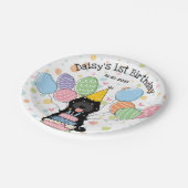 Black Cockapoo Cavapoo Dog Birthday Pappteller (Schrägansicht)