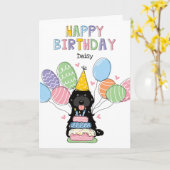 Black Cockapoo Cavapoo Dog Happy Birthday Karte (Gelbe Blume)