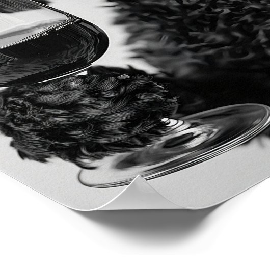 Black Cockapoo Drinking Wine Wall Art, Black and Poster (Ecke)