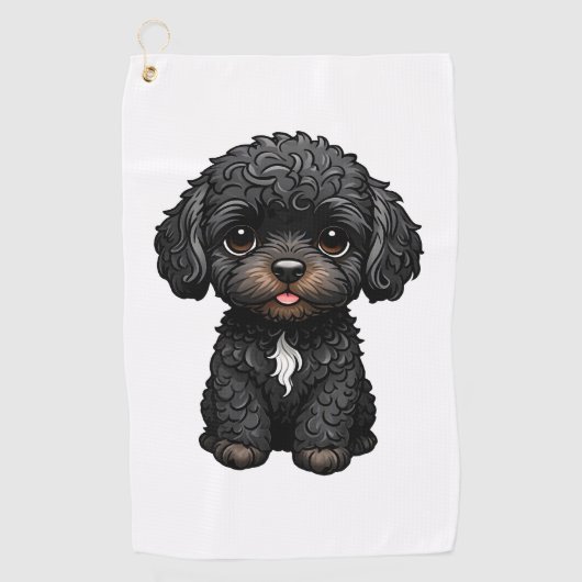 Black Cockapoo Golfhandtuch (Vorderseite)