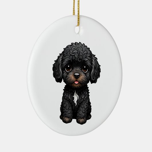 Black Cockapoo Keramik Ornament (Rechts)