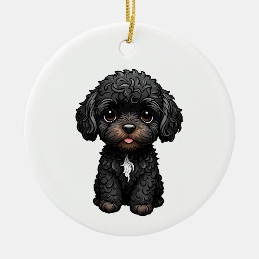 Black Cockapoo Keramik Ornament (Vorne)