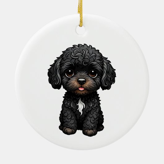Black Cockapoo Keramik Ornament (Hinten)