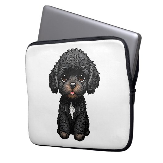 Black Cockapoo Laptopschutzhülle (Vorderseite Links)