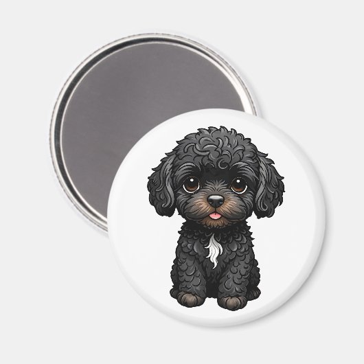 Black Cockapoo Magnet (Vorderseite/Rückseite)