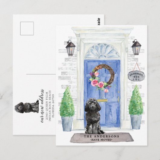 Black Cockapoo Moving Ankündigung Postkarte (Vorne/Hinten)