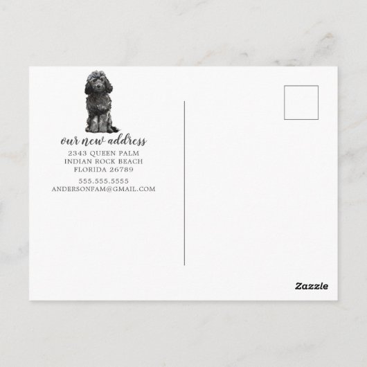 Black Cockapoo Moving Ankündigung Postkarte (Rückseite)