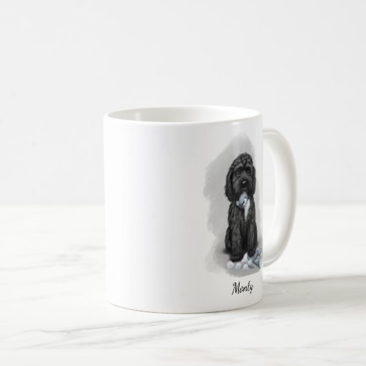Black Cockapoo "The Teddy is besiegt" Kaffeetasse (VorderseiteRechts)