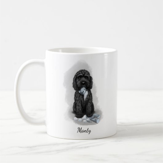 Black Cockapoo "The Teddy is besiegt" Kaffeetasse (Links)