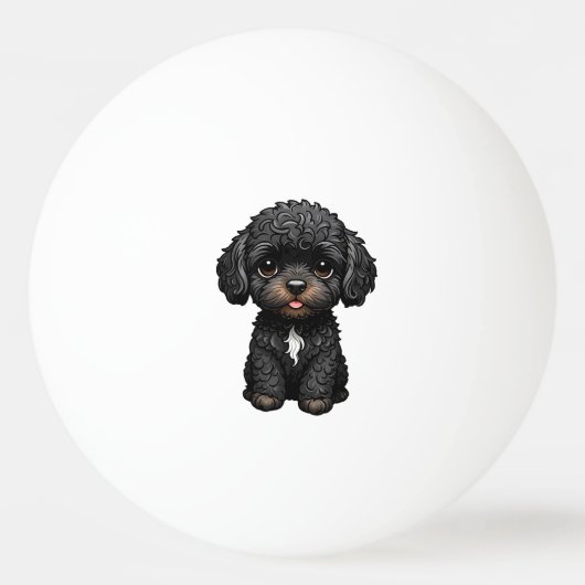 Black Cockapoo Tischtennisball (Vorderseite)