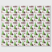 Black Cocker Spanel, Bird und Weihnachtsbaum Geschenkpapier (Flach)