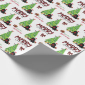 Black Cocker Spanel, Bird und Weihnachtsbaum Geschenkpapier (Ecke)