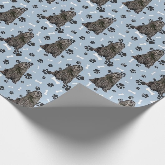 Black Cocker Spanel Dog Paw Prints Jeden Anlaß Geschenkpapier (Ecke)