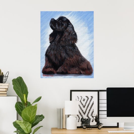 Black Cocker Spanel Dog Portrait Poster (Heimbüro)