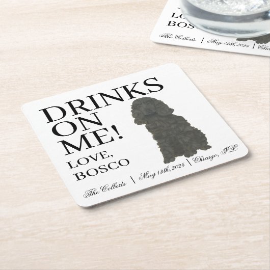 Black Cocker Spanel Dog Wedding Rechteckiger Pappuntersetzer (angewinkelt)