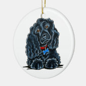 Black Cocker Spanel Fitz Keramik Ornament (Links)