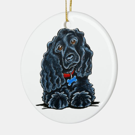 Black Cocker Spanel Fitz Keramik Ornament (Links)