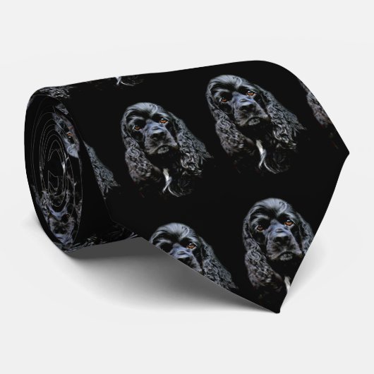 Black Cocker Spanel Krawatte (Gerollt)
