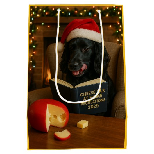 Black Cocker Spaniel Christmas gift bag Mittlere Geschenktüte (Rückseite)