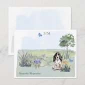 Black Cocker Spaniel Dog Monogram und Name Mitteilungskarte (Vorne/Hinten)