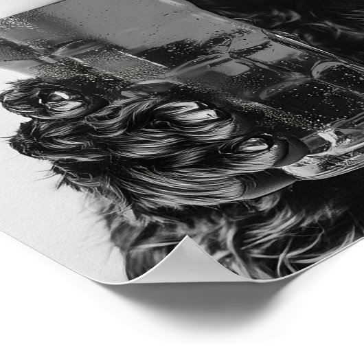 Black Cocker Spaniel Drinking Beer Wall Art, Black Poster (Ecke)