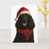 Black Cocker Spaniel Happy Christmas card Karte (Gelbe Blume)