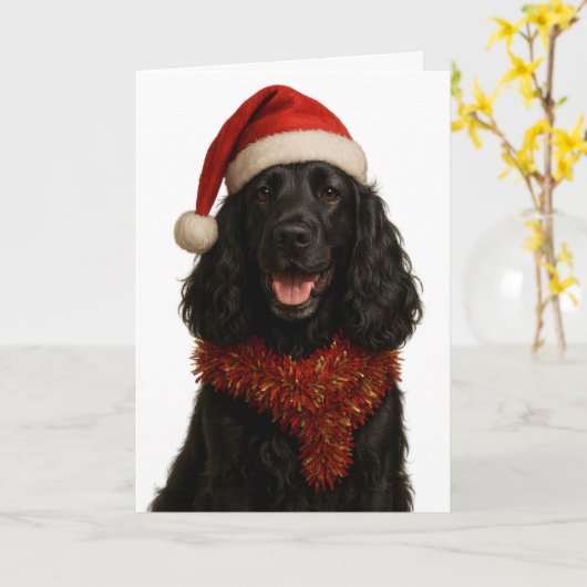 Black Cocker Spaniel Happy Christmas card Karte (Gelbe Blume)
