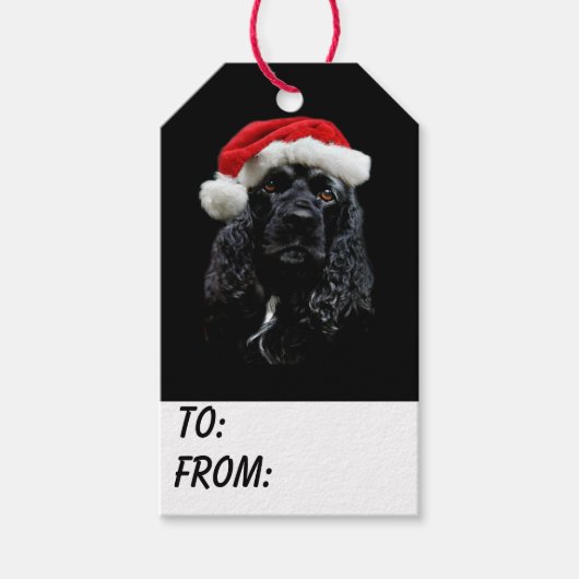 Black Cocker Spaniel Weihnachten Geschenkanhänger (Vorderseite)