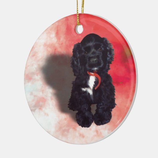 Black Cocker Spanisch Puppy - Abby Keramik Ornament (Links)