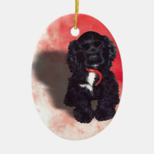 Black Cocker Spanisch Puppy - Abby Keramikornament