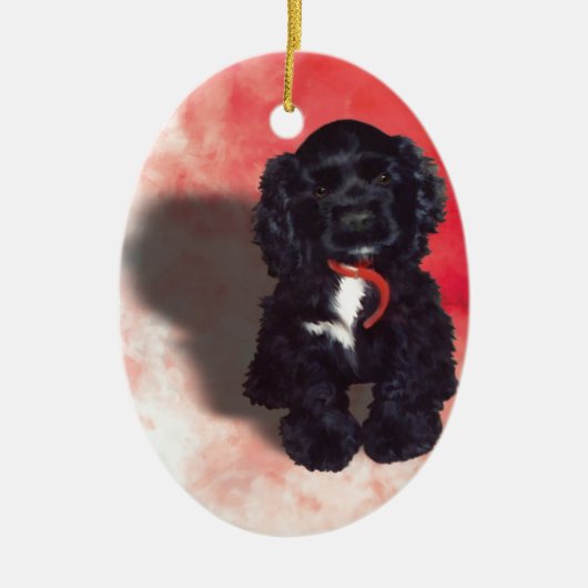 Black Cocker Spanisch Puppy - Abby Keramikornament (Vorne)