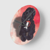 Black Cocker Spanisch Puppy - Abby Runde Wanduhr (Winkel)