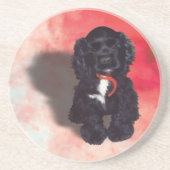 Black Cocker Spanisch Puppy - Abby Sandstein Untersetzer (Vorne)