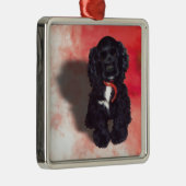 Black Cocker Spanisch Puppy - Abby Silbernes Ornament (Rechts)