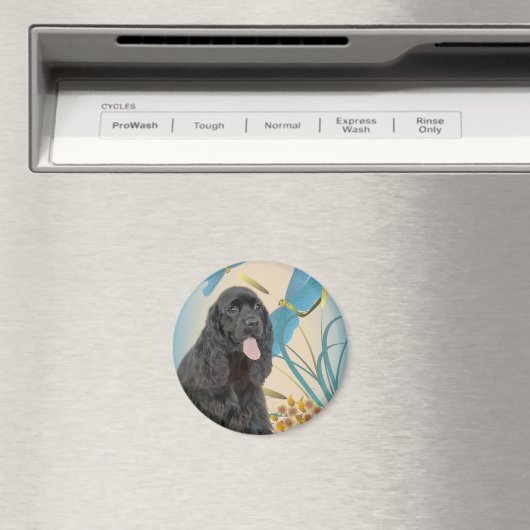 Black Cocker Spanisch und Dragonflies Magnet (In Situ (Geschirrspüler))