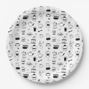 Black Coffee and Café Pattern Pappteller