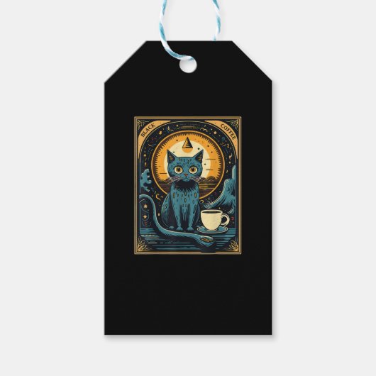 Black Coffee Cat Tarot Card Occult Geschenkanhänger (Vorderseite)