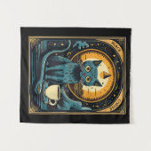 Black Coffee Cat Tarot Card Occult Wandteppich (Vorderseite (Horizontal))