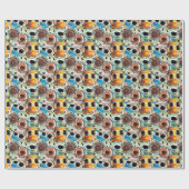 Black Coffee Cups Abstraktes Aquarellmuster Geschenkpapier (Flach)