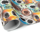 Black Coffee Cups Abstraktes Aquarellmuster Geschenkpapier (Rolleneckpunkt)